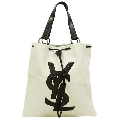 YSL Yves Saint Laurent Vintage tote black and White